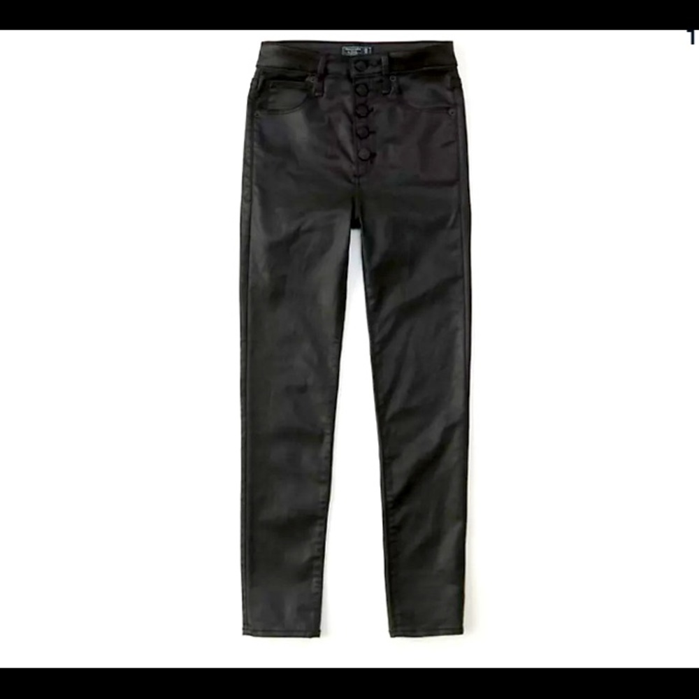 Abercrombie Black Coated HR Skinny Ankle Jeans NEW